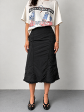 Load image into Gallery viewer, Y2K Black Quilted A-Line Faux Fur Skirt