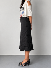 Load image into Gallery viewer, Y2K Black Quilted A-Line Faux Fur Skirt