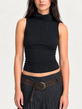 Load image into Gallery viewer, Black Stitch Pleat Sleeveless Top