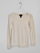 Load image into Gallery viewer, Y2K Ivory Merino Wool Blend Button Shoulder Sweater XS