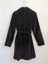 Load image into Gallery viewer, 90s Charcoal Corduroy Double Breasted Trench Coat L
