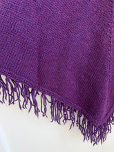 Load image into Gallery viewer, 70s Violet Wool Blend Knit Fringe Poncho S-L