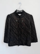 Load image into Gallery viewer, Black Quilted Mesh Jersey Zip Jacket S-M