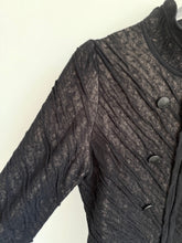 Load image into Gallery viewer, Black Quilted Mesh Jersey Zip Jacket S-M