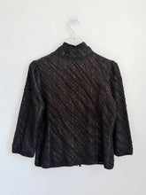 Load image into Gallery viewer, Black Quilted Mesh Jersey Zip Jacket S-M