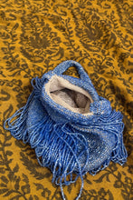 Load image into Gallery viewer, 20s Antique Blue Glass Bead Fringe Flapper Bag