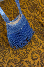 Load image into Gallery viewer, 20s Antique Blue Glass Bead Fringe Flapper Bag