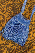 Load image into Gallery viewer, 20s Antique Blue Glass Bead Fringe Flapper Bag