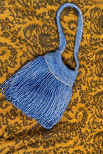 Load image into Gallery viewer, 20s Antique Blue Glass Bead Fringe Flapper Bag