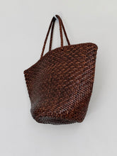 Load image into Gallery viewer, Brown Woven Leather Basket Bag