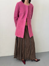 Load image into Gallery viewer, 60's Pink Wool Boucle Collarless Midi Coat S-M
