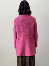 Load image into Gallery viewer, 60's Pink Wool Boucle Collarless Midi Coat S-M