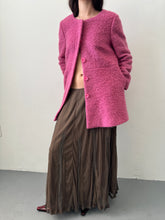 Load image into Gallery viewer, 60's Pink Wool Boucle Collarless Midi Coat S-M