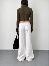 Load image into Gallery viewer, Moschino White Textured Pinstripe Pant S