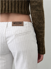 Load image into Gallery viewer, Moschino White Textured Pinstripe Pant S