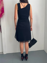 Load image into Gallery viewer, Black Mesh Layer Ruched Dress S-M