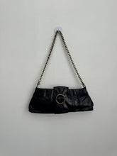 Load image into Gallery viewer, Black Ruched Leather Chain Purse