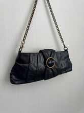 Load image into Gallery viewer, Black Ruched Leather Chain Purse
