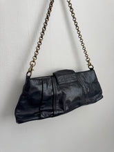 Load image into Gallery viewer, Black Ruched Leather Chain Purse