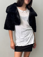 Load image into Gallery viewer, 90s Black Faux Fur Bolero Jacket S