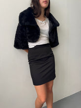 Load image into Gallery viewer, 90s Black Faux Fur Bolero Jacket S