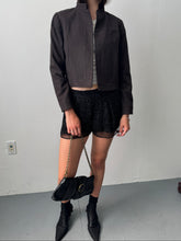 Load image into Gallery viewer, 90s Cropped Brown Wool Band Collar Cropped Jacket Size 2