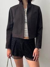Load image into Gallery viewer, 90s Cropped Brown Wool Band Collar Cropped Jacket Size 2