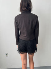 Load image into Gallery viewer, 90s Cropped Brown Wool Band Collar Cropped Jacket Size 2