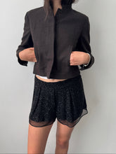 Load image into Gallery viewer, 90s Cropped Brown Wool Band Collar Cropped Jacket Size 2
