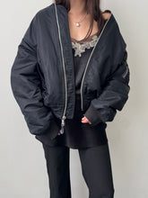 Load image into Gallery viewer, Black Aviator Bomber Jacket S-M-L