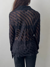Load image into Gallery viewer, Y2K Black Striped Silk Panel Blouse M