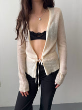 Load image into Gallery viewer, Ivory Mohair Tie Cardigan S-M