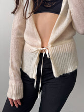 Load image into Gallery viewer, Ivory Mohair Tie Cardigan S-M