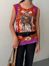 Load image into Gallery viewer, Baroque Print Sleeveless Mesh Top M-L
