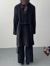 Load image into Gallery viewer, 90s Charcoal Corduroy Double Breasted Trench Coat L