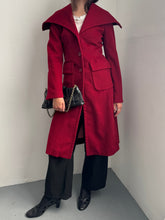 Load image into Gallery viewer, Y2K BCBGMaxazria Red Oversized Collar Wool Coat XXS