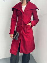 Load image into Gallery viewer, Y2K BCBGMaxazria Red Oversized Collar Wool Coat XXS
