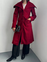 Load image into Gallery viewer, Y2K BCBGMaxazria Red Oversized Collar Wool Coat XXS