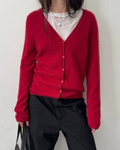 Load image into Gallery viewer, Red Cashmere V-Neck Cardigan M-L