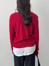 Load image into Gallery viewer, Red Cashmere V-Neck Cardigan M-L